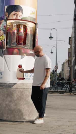 Pillar Vending Machine in fake-out-of-home ad of Schweppes