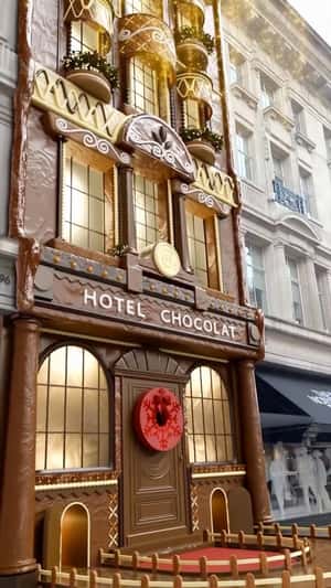 Store Turned Chocolate Wonderland in a fake-out-of-home ad of Hotel Chocolat