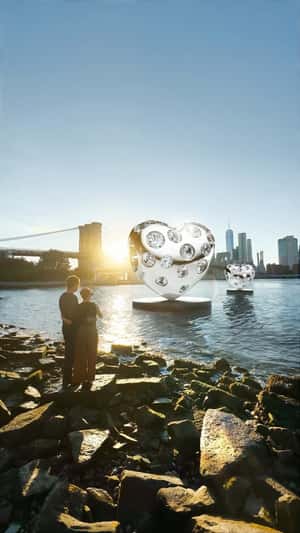 Floating Heart Diamonds in fake-out-of-home ad of Pandora