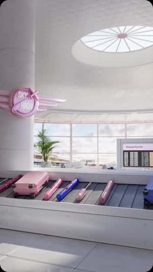 Lash Sensational Sky High Mascara baggage carousel fake-out-of-home ad of Maybelline New York