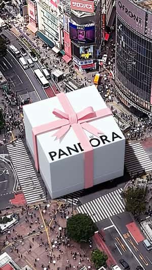 Floating Gift Box in fake-out-of-home ad of Pandora