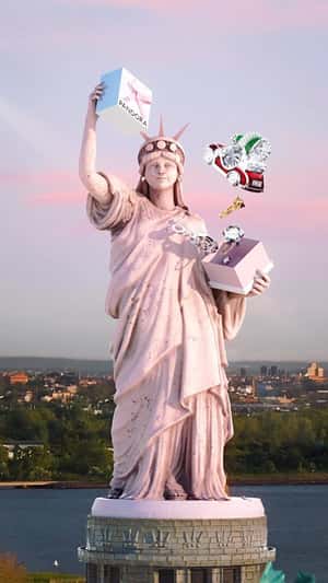 Statue of Liberty Turned Pink Liberty in fake-out-of-home ad of Pandora