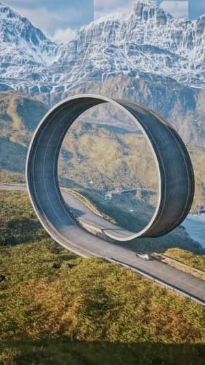 Car Takes 360° Loop on Mountain Road in fake-out-of-home ad of Toyota