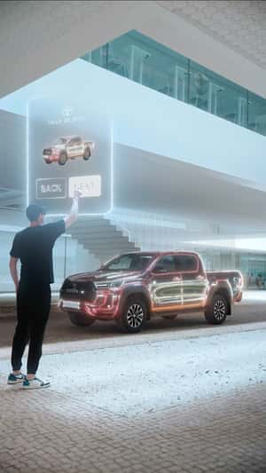 Hilux Holographic Color Selector in fake-out-of-home ad of Toyota