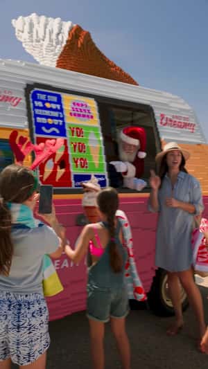 Ice Cream Truck with Santa in fake-out-of-home ad of LEGO