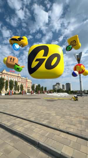 Icon Balloons Float as Logo Inflates in fake-out-of-home ad of Yandex Go