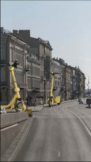 Yellow Scooters Cruising in fake-out-of-home ad of Yandex Go