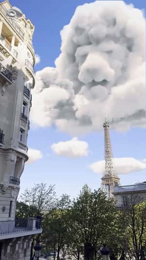 Mufasa Cloud Forms Over Eiffel Tower in fake-out-of-home ad of Disney Studios