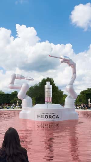 Serum Laboratory Machine in fake-out-of-home ad of Filorga