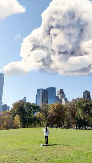 Mufasa Cloud Forms at the Park in fake-out-of-home ad of Disney Studios