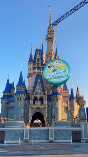 Birthday Button Badge in a fake-out-of-home ad of Walt Disney World