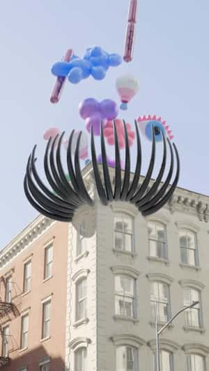 Lashes Inflates in a fake-out-of-home ad of Benefit Cosmetics