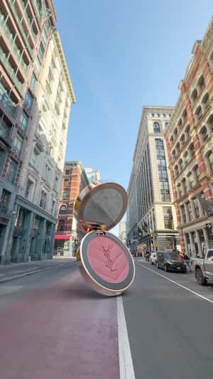 Blush Powder Rolls to the Street in fake-out-of-home promotional ad of Sephora