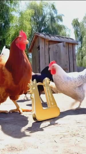 Chicken Earring Roams a Backyard Farm in fake-out-of-home promotional ad of Hey Harper