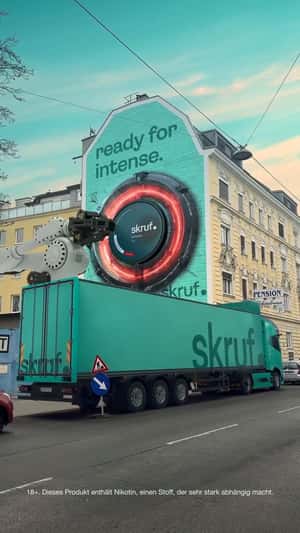 Container Loaded on Device in fake-out-of-home ad of Skruf