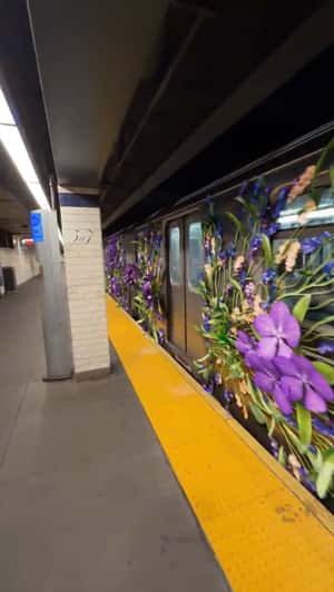 Purple Orchids Blooms in fake-out-of-home ad of Cinq à Sept