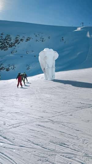 White Elephant Walking in fake-out-of-home ad of Sölden