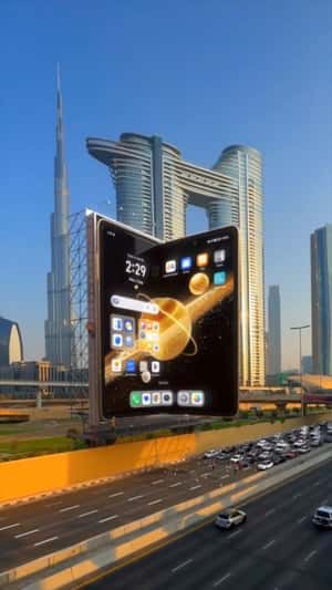 Flip Phone Installation at Roadside in fake-out-of-home ad of Honor
