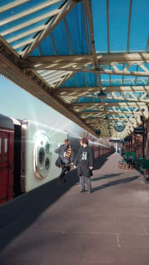 Smartphone Mounted on Steam Locomotive in fake-out-of-home ad of Honor