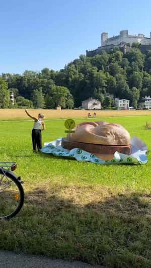 Sandwich on Green Grass in Austria in fake-out-of-home ad of Spar