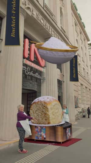 Pastry Drizzled with A Sugar in fake-out-of-home ad of Spar