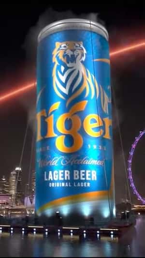 Can Installation on Floating Platform in fake-out-of-home ad of Tiger Beer