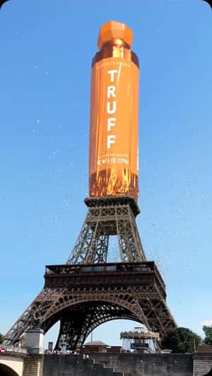 Bottle Display Rolls Down in fake-out-of-home ad of TRUFF