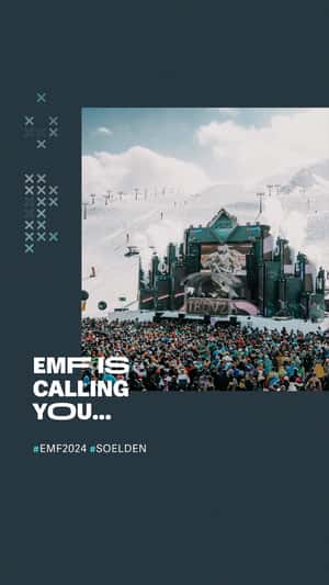 Gloved Hands on Screen in fake-out-of-home ad of Electric Mountain Festival
