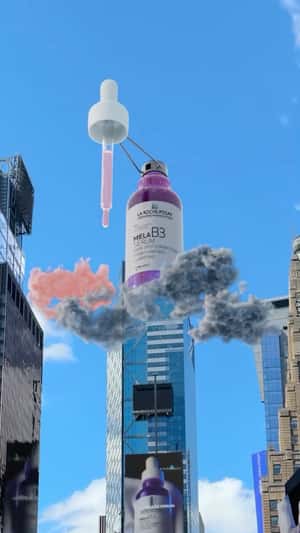 Serum Drops Remove Dark Clouds in fake-out-of-home ad of La Roche-Posay
