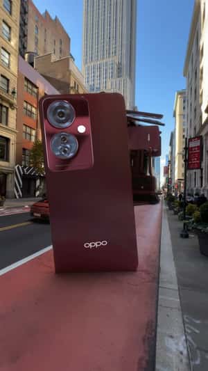 Phones Stacked like Tower in fake-out-of-home ad of Oppo