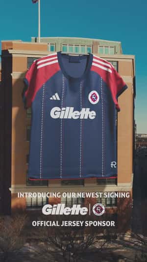 Jersey Drop at a Building in fake-out-of-home ad of New England Revolution