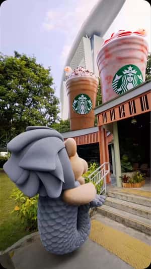 Merlion Bearista Went to Coffee Shop in fake-out-of-home ad of Starbucks