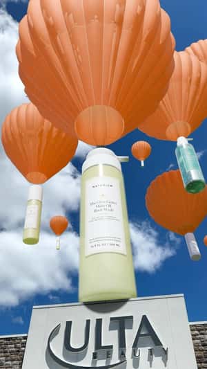 Products on Parachute Arrives in a fake-out-of-home ad of Naturium