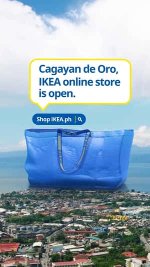 Blue Shopping Bag Floats in a fake-out-of-home ad of IKEA
