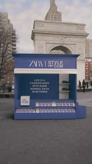 Pop-Up Store Assembles in a fake-out-of-home ad of ZARA