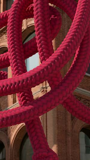 Red Cord Knotting on Building in a fake-out-of-home ad of ZARA