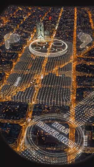 Drone Light Show Forming Gadgets in a fake-out-of-home ad of Xiaomi