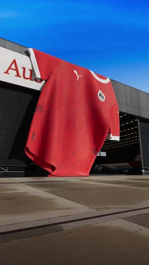 Plane Wearing a Red Jersey in a fake-out-of-home ad of Austrian Airlines