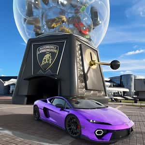 Cars Inside a Gumball Machine in a fake-out-of-home of Lamborghini