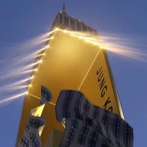 Building Reveals Golden Concert Stage in a fake-out-of-home ad of Spotify