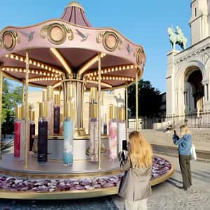 Perfume Carousel Outside the Church in a fake-out-of-home ad for Adopt Parfums