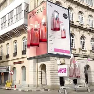 Serum Jumps from LED Screen to Push Cart in a fake-out-of-home ad of Nykaa