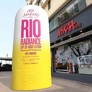 Body Lotion Space Shuttle Lands in a fake-out-of-home ad of Nykaa