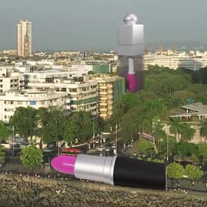Lipstick Rests in Promenade in a fake-out-of-home ad of Nykaa