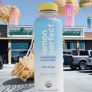 Bottles on Parachutes Descends in a fake-out-of-home ad of Lemon Perfect