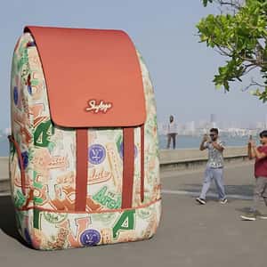Massive Backpack Stands at Promenade in a fake-out-of-home ad of Skybags