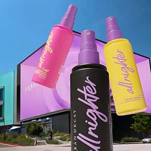 Setting Sprays Emerge from 3D Screen in a fake-out-of-home ad of Urban Decay
