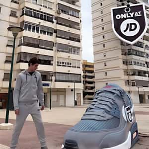 Sports Shoes Lands at an Open Space in a fake-out-of-home ad of JD Sports