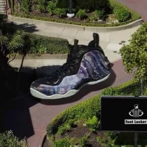 Shoe Cruising on Zigzag Road in a fake-out-of-home ad of Foot Locker