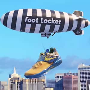 Airship Carrying a Shoe in a fake-out-of-home ad of Foot Locker